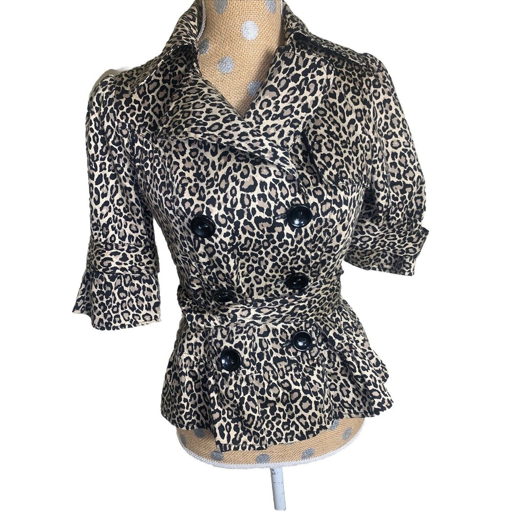 Forever 21 VtG Peplum Blazer Jacket Y2K Small Leopard Mcbling Fitted Mob Wife - Picture 10 of 16